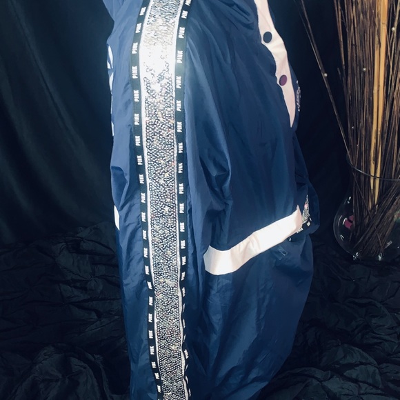 Victoria Secret Pink Windbreaker Bling Anorak Hoodie Jacket Coat Sequence New M - Picture 12 of 14